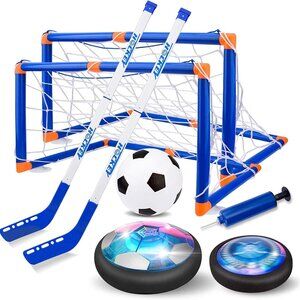 3-in-1 Hover Hockey Soccer Ball Kids Toys Set, Led Lights Floating Air Football,